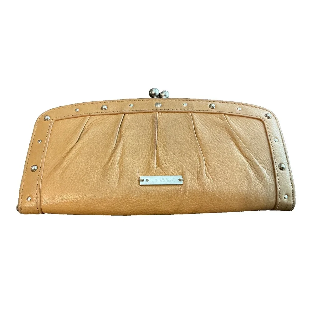 Leather Laundry Wallet with Crystals Vintage Hobo Camel by Shelli Segal